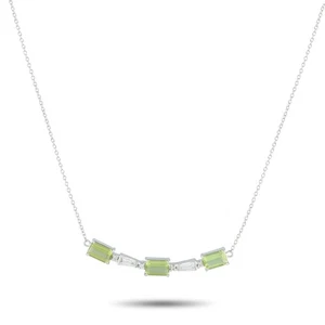 Platinum 0.33ct Diamond and Peridot Necklace - Picture 1 of 4