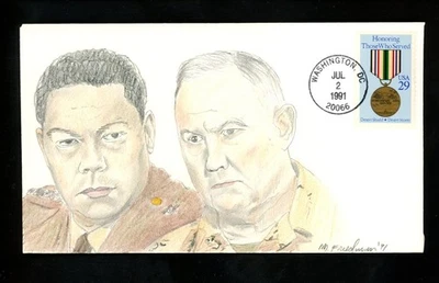 US FDC #2551 Friedman Hand Drawn HD Colored HC 1991 DC Military Desert Storm - Image 1 of 2