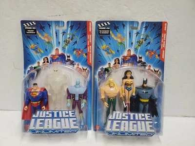 2x 2004 Liga de la Justicia Ilimitado Paquete de 3 Superman Brainiac Batman Mujer Maravilla Foto 1 de 4