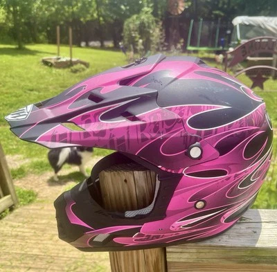 THH TX-12 Ignite Casco Rosa y Negro Llama Casco! Foto 1 de 4