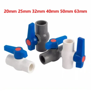 For 20/25/32/40/50/63mm PVC Ball Valve Female Thread / Solvent Weld Water Pipes - Picture 1 of 10