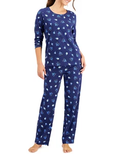 FAMILY PAJAMAS Women's 2-Piece Hanukkah Holiday Pajama Set sz 2XL XX-Large Blue - Picture 1 of 3