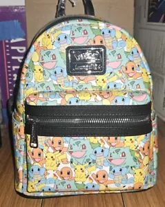Loungefly Pokemon Starters Allover Print Mini Backpack Pikachu Charmander NWT - Picture 1 of 7