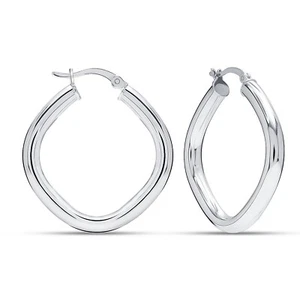 925 Sterling Silver Minimalist Square Hoop Earrings for Women Gifts for Her 35MM - Picture 1 of 7