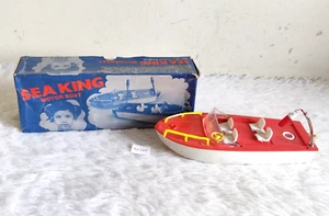 Vintage Sea King Motor Boat Plastic Battery Operated Toy With Box Kids TOY775 - Picture 1 of 11