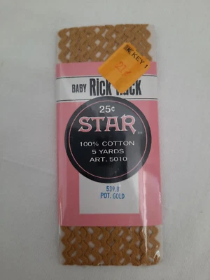 Vintage NIP Star Baby Rick Rack Sewing Trim 100% Cotton ~ Pot. Gold ~ 5 Yards - Image 1 of 4