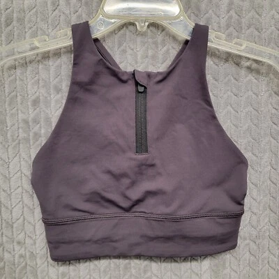 Lululemon Sports Top Bra Size 4 Purple Black  Strappy Zipper Workout Gym - Image 1 of 4