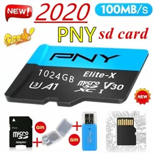 PNY high speed U3 Elite - X Class10, 1024GB MicroSDXC Card+Card reader,Brand New - Picture 1 of 2