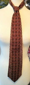 Vintage J. Beckett 100% Silk Paisley & Zigzag Necktie - Picture 1 of 5