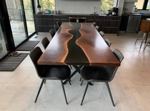 96" x 48" Epoxy Resin Wooden Kitchen Dining Table Top Handmade Work - Picture 1 of 5