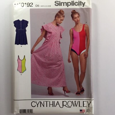 Simplicity 10192 Swimming One Piece Costume Cover Dress Ladies New Uncut Pattern - Image 1 of 4