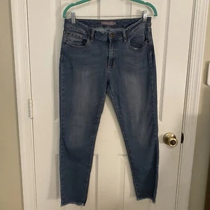 Just USA Womens Denim Jeans Medium Wash Raw Hem Stretch Sz 31 Short Stitch Fix - Picture 1 of 23