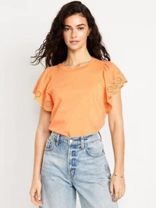 Nuevo con etiquetas Top de tela mixta manga cortada pétalo flor mujer 3x Boho campesino - Imagen 1 de 11