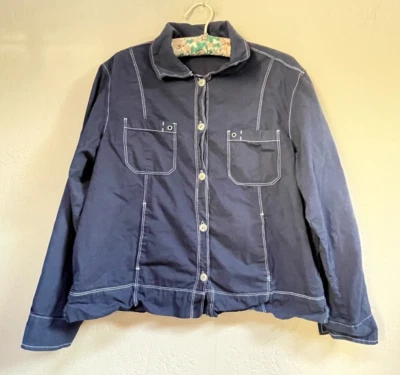 Chaqueta informal Fresh Produce para mujer azul manga larga cuello mediana con botones Foto 1 de 4