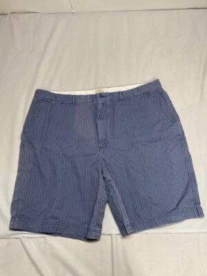 St Johns Bay Mens Shorts Blue Stripe Chino Long Casual 100% Cotton  Size 44 - Image 1 of 4