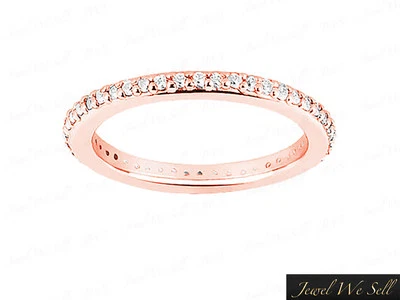 Natural .50Ct Round Brilliant Diamond Eternity Band Wedding Ring 18K Gold G SI1 - Image 1 of 2