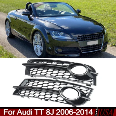 Par de faros antiniebla rejilla bisel panal cromo + negro para Audi TT 8J 2006-2014 Foto 1 de 4