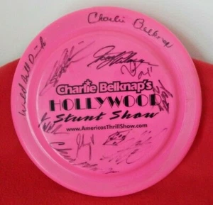 CHARLIE BELKNAP'S HOLLYWOOD STUNT SHOW  VTG 1990'S AUTOGRAPHED FRISBEE   - Picture 1 of 4
