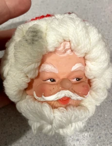 Vintage 1996 Crochet Santa Doll Head*Christmas Tree Ornament Ball*Rubber Face - Picture 1 of 7