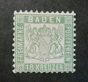 GERMANIA ,GERMANY ,Old State 1862 BADEN "Stemma fondo Bianco" 18K MH* 21a BPP - Foto 1 di 2