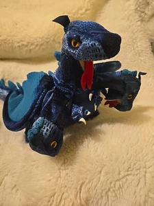 Folkmanis Blue Three - Headed Dragon 14" Plush Hand Puppet Fast Shipping - Picture 1 of 11