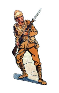 VICTORIAN DIE-CUT SCRAP INFANTRY SOLDIER ON FOREIGN SERVICE RIFLE 4.5x2.1 in NEW - Picture 1 of 1