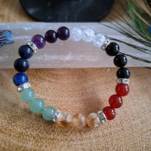 chakra bracelet Crystal Healing Mixed Gemstone Gift For Him Jewellery For Her - Picture 1 of 20