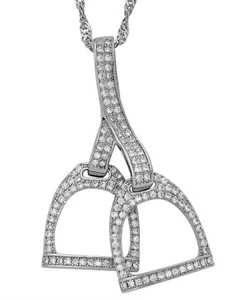 Rhodium Doppel Steigbügel Halskette ~ Neu mit Etikett - Bild 1 von 1