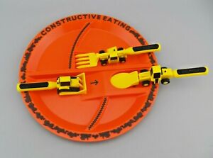 Constructive Eating ~ Construction Themed Plate and Heavy Equipment Utensils GUC