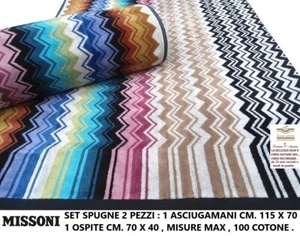 MISSONI set spugne 1 asciugamano cm. 115 x 70 + 1 ospite cm. 70 x 40  misure max - Picture 1 of 10