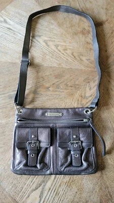 Franco Sarto crossbody shoulder bag metallic silver gray leather - Image 1 of 4
