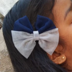 stylish fashionable handmade blue silver tule net hair bow hairclip fashion hair - Picture 1 of 12