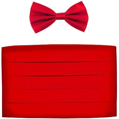 NEW in box Men's 100% SILK Cummerbund, bowtie set solid RED wedding formal - Image 1 of 3
