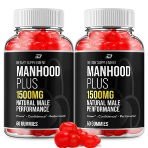 (2 Pack) Manhood Plus Gummies for Men – ManhoodPlus Male Gummy All-Natural - Picture 1 of 6