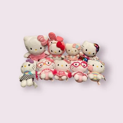 Hello Kitty Plush Lot Of 9 Beanie Baby Sanrio Mixed Lot Most With Tags Read - Image 1 of 4