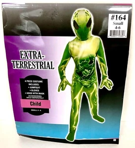 Extra-Terrestrial Space Alien Green E.T. Fancy Dress Up Halloween Child Costume - Picture 1 of 8