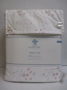 Simply Shabby Chic White Pink Rosebud Sprinkles Sheet Set - Full