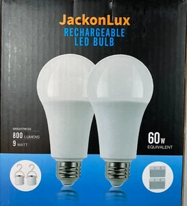 LED Rechargeable Light Bulbs 9 watt 800 Lumens 2 pack Hangers 2 Plug blocks - Picture 1 of 6