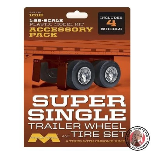NUOVO PLATZ Moebius 1/25 Super Single Trailer Wheel & Tire Set modello in pla... - Immagine 1 di 1