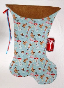 DISNEY'S TOY STORY'S COWPOKES PRINT GIANT CHRISTMAS STOCKING, HANDMADE, NEW - Picture 1 of 2