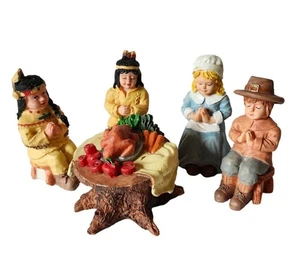 Thanksgiving Resin Figurine Set By Oriental Trading Pilgrim Turkey - Picture 1 of 8