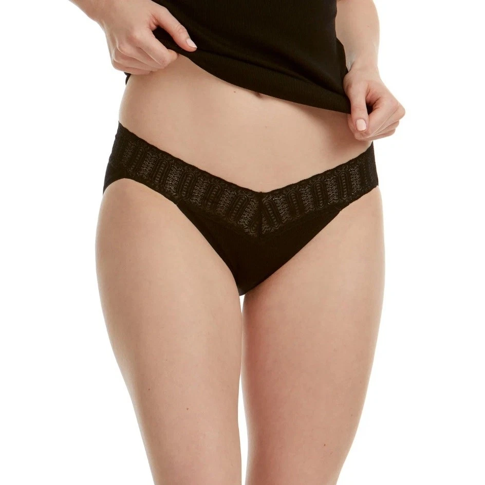 Bragas Hanky Panky Mujer Acanaladas Negro Encaje Cintura Eco Rx Tiro Bajo V-kini Talla XL Foto 1 de 4