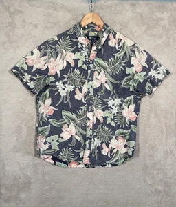 Reyn Spooner Hawaiian Shirt Men’s Medium Navy Floral Tailored Fit Aloha - Picture 1 of 8