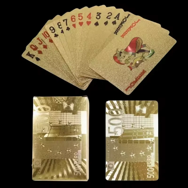 Carte de Poker en feuille doré , cartes à jouer en plastique de Style européen - Photo 1/2