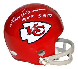 Mini casco Len Dawson autografato Kansas City Chiefs calcio JSA - Foto 1 di 4