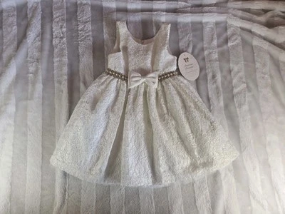 Vestido Princesa Americana Marfil Blanco Boda Navidad Encaje Lazo Joyas Talla 3T Foto 1 de 4