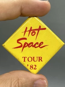 QUEEN Band Hot Space Tour 82 Memorabilia Merch Square Pin Button Freddie Mercury - Picture 1 of 5