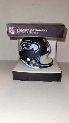 Ornamento de capacete Seattle Seahawks vidro soprado colecionável NFL - Imagem 1 de 4