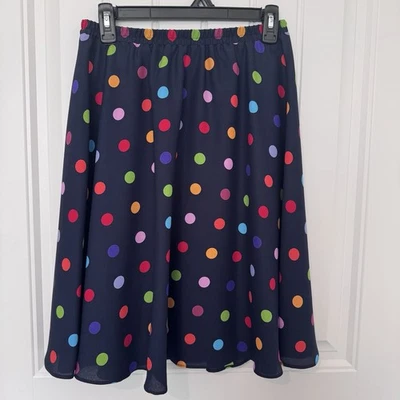 Falda vintage Leslie Fay línea A talla 8 pequeña. Cintura elástica, lunares midi Foto 1 de 3