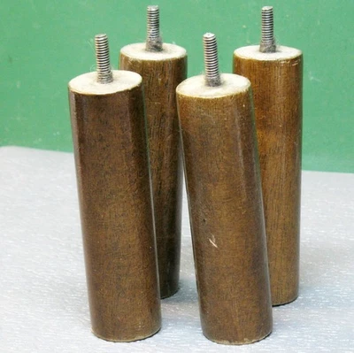 Vtg. Set 4 - MCM 6" x 1-1/2 " 1Wood Straight Furniture Table Sofa Ottoman Legs - Image 1 of 4